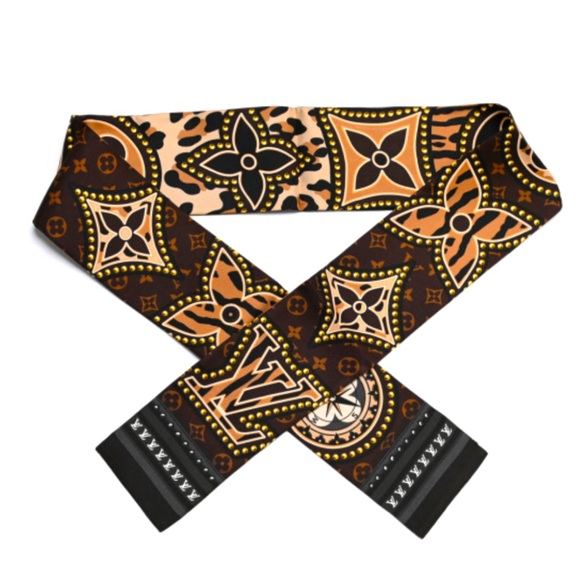 Louis Vuitton Silk Scarf Bandeau LV World Maroon New - Picture 4 of 15